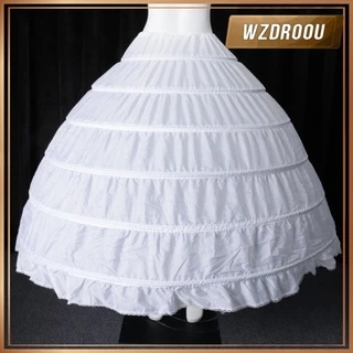 (Wzdroou) Anágua Saiote Com 6 Aro Branco Longo