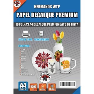 Folhas Papel Decalque Water Slide Jato de Tinta (Pacote com 10 folhas) Trasparente ou Branca