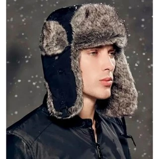 Touca Russa Chapka gorro forrado peludo pele falsa toucas com orelha quentinha protege da chuva e frio intenso neve inverno