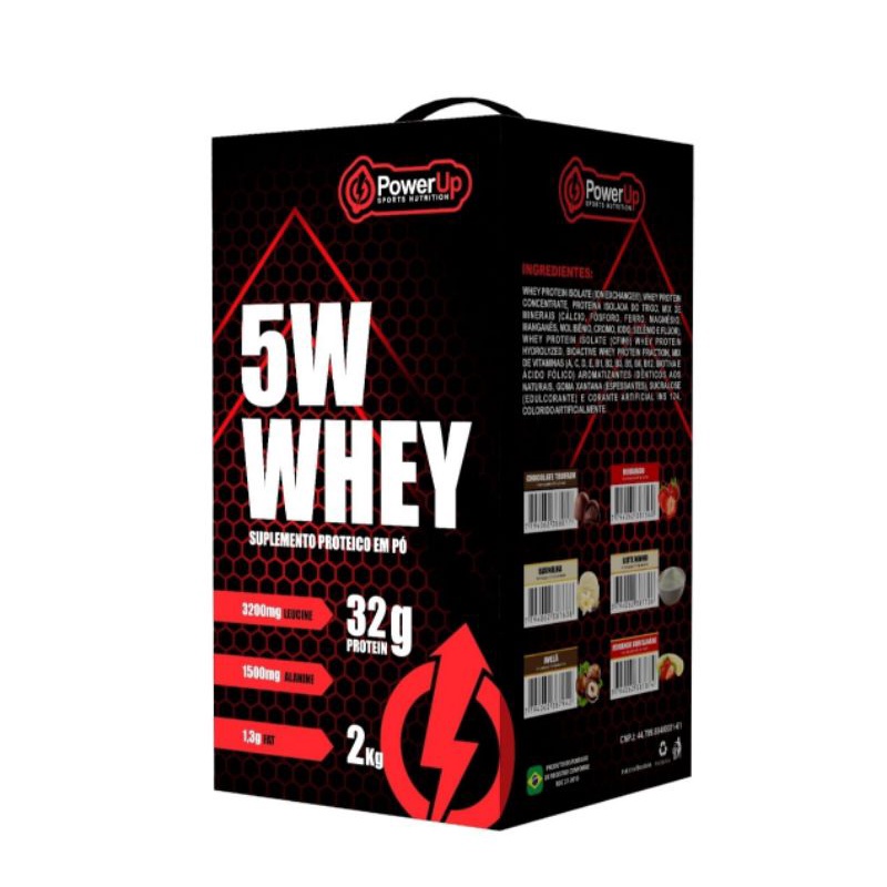 Whey Protein 5W Power UP 2kg Proteína Concentrada Isolada e Hidrolisada