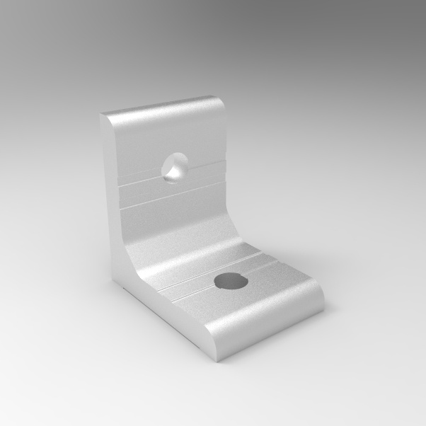 Cantoneira 38x38x28mm em Alumínio p/ Parafuso M5, M6 ou M8 p/ Perfil Estrutural em Alumínio 30x30, 30x60, 40x40, 40x80, 80x80, 45x45, 45x90 e 50x50 - 4un