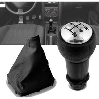 Kit Manopla Bola + Coifa Cambio Aro Cromado Peugeot 206 207 Sw Aro Cromado