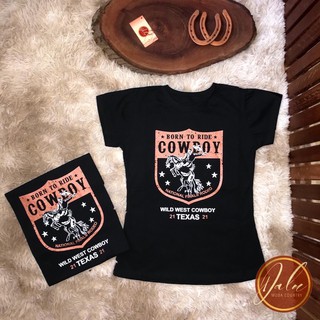 T-shirt Blusa Country Cowboy Preta Babylook Feminina
