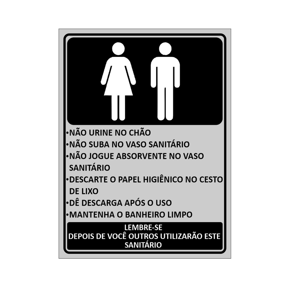 Placa Sinalização Higiene - Não Jogue Lixo Na Privada