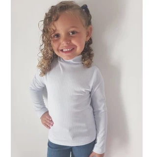 Blusa infantil segunda pele canelada manga longa gola alta