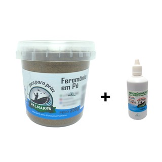 Kit Atrativo Feromonio Liquido 100ml + Em Pó 200g para Peixes Pesca Iscas Artificiais e Massas - Palmarys