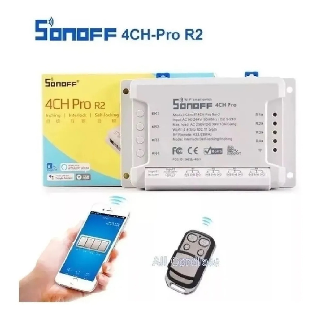 Sonoff 4ch Pro R2 Wifi 433mhz Original + 2 Controle Incluso | Shopee Brasil