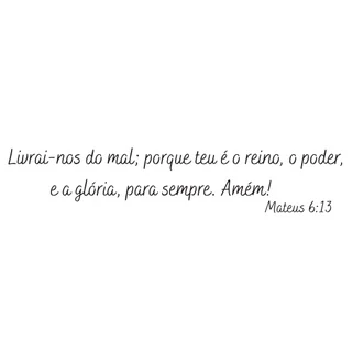 Versículo bíblico Mateus 6:13 personalizado em MDF para decoração, aplique de parede em preto fosco.