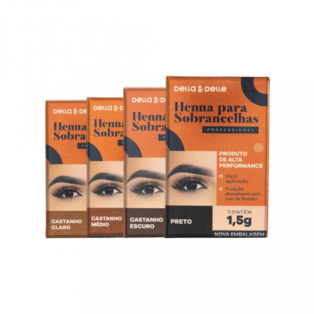 Della e Delle Henna Para Sobrancelhas 1,5g 4 Cores De Renna Para ...