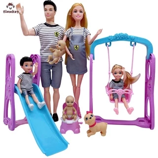 TK 6 Pcs Família Boneca Grávida Mamãe Bebê Pai Crianças Para Bonecas Barbie Conjunto