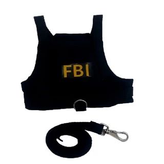 Coleira Peitoral Pet com Guia Cachorro e Gato Macho FBI