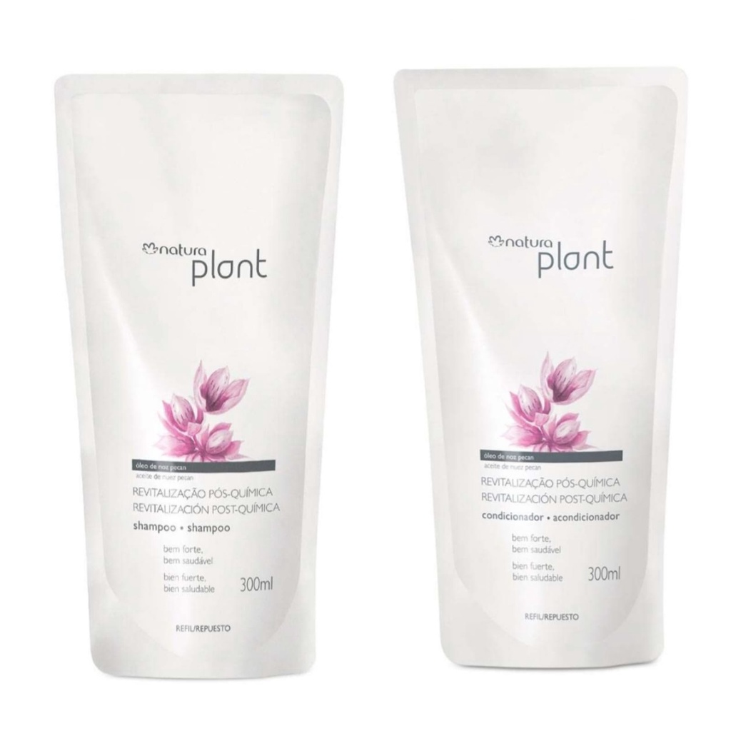Shampoo e Condicionador Refil Natura Plant Revitalizção Pós Química