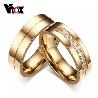 Vnox 1 Pedaço Aliança de Casamento Anel de Noivado Compromisso Bodas Joia Unissex para Casais