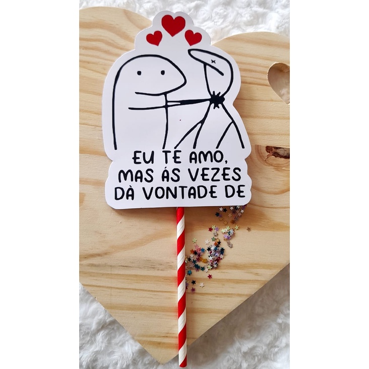 Topo De Bolo Flork Meme Bento Cake Topper te amo as vezes no Shoptime