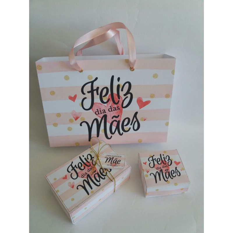 10 kit sacola com caixa personalizada dia das mães pegue e monte ...
