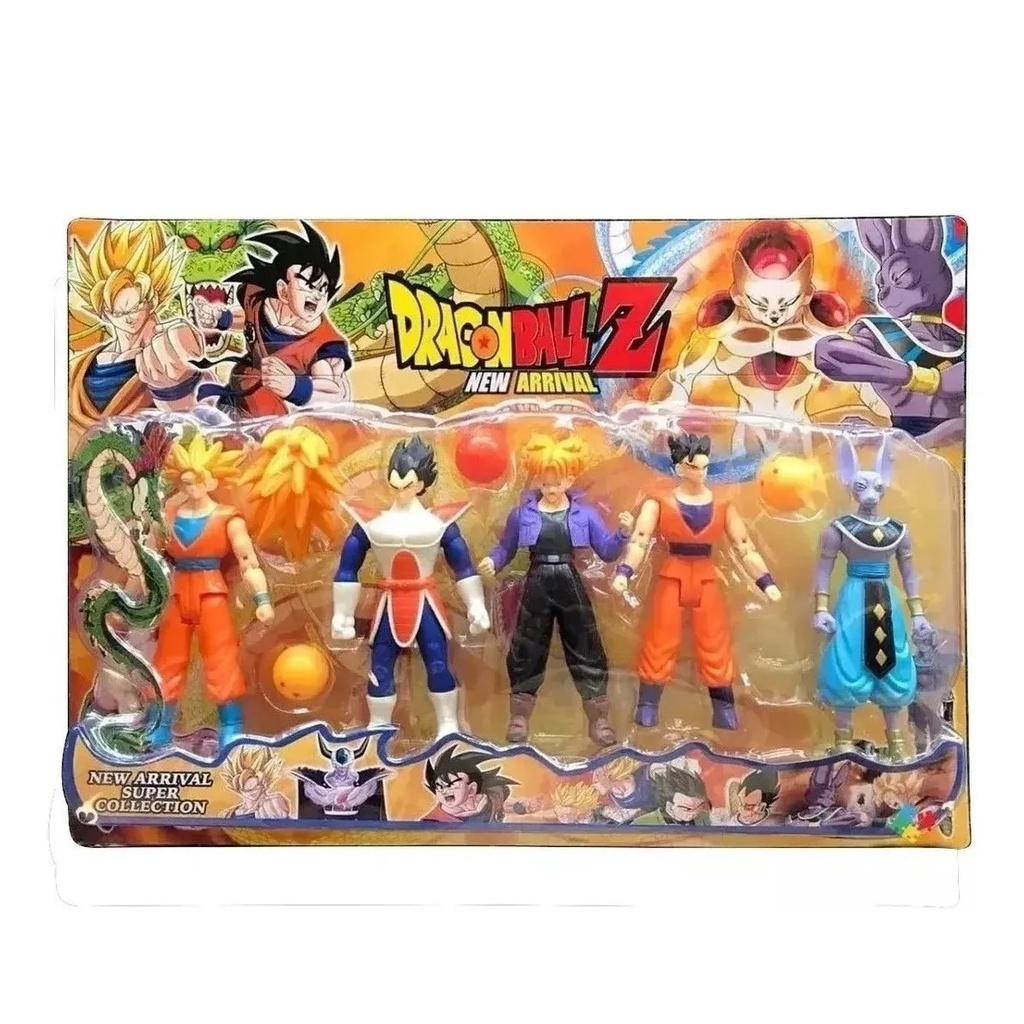 Brinquedo infantil Kit Cartela Com 5 Bonecos Dragon Ball Articulado 15 ...