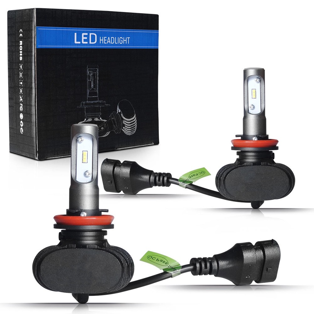 Kit Ultra Led H1 H3 H4 H7 H8 H11 H27 HB3 HB4 H16 8000LM 6000k headlight dc12v/24v em alumínio com canbus