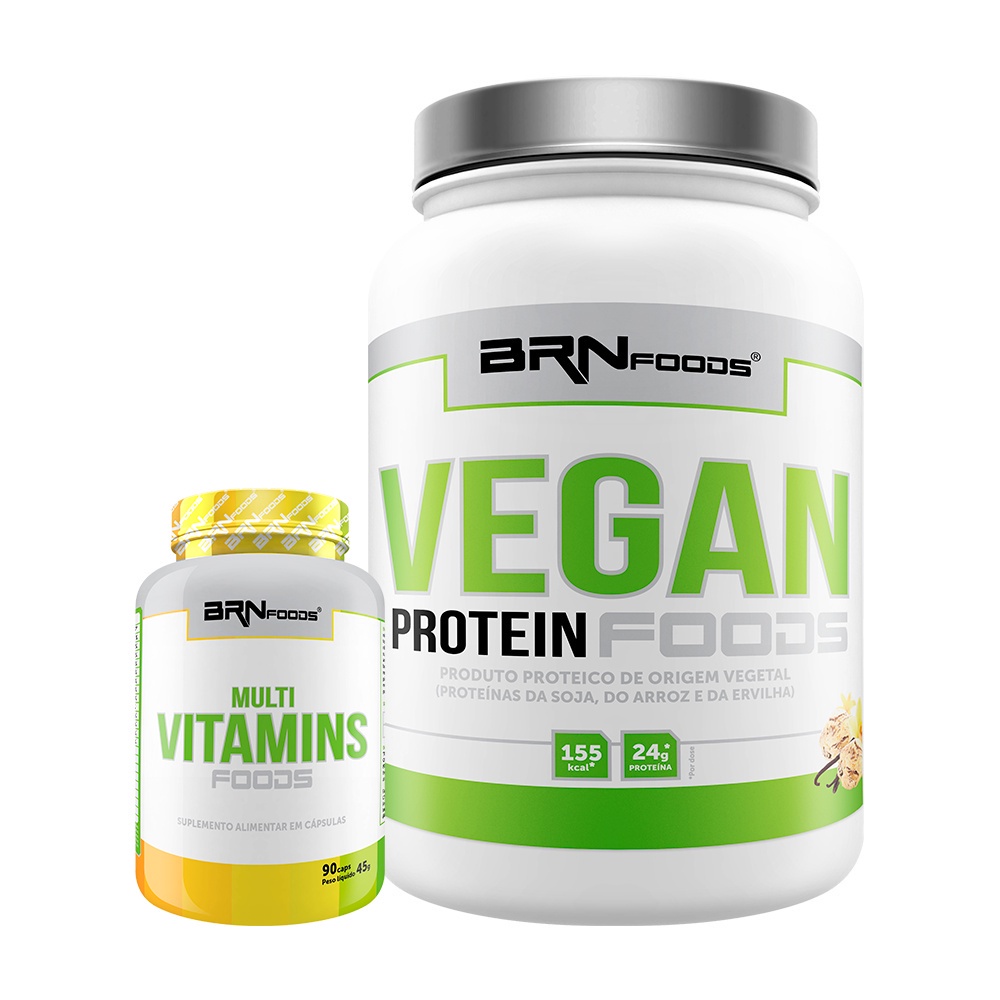 Kit Proteína Vegana Vegan Protein 500g + Suplemento para aumento de