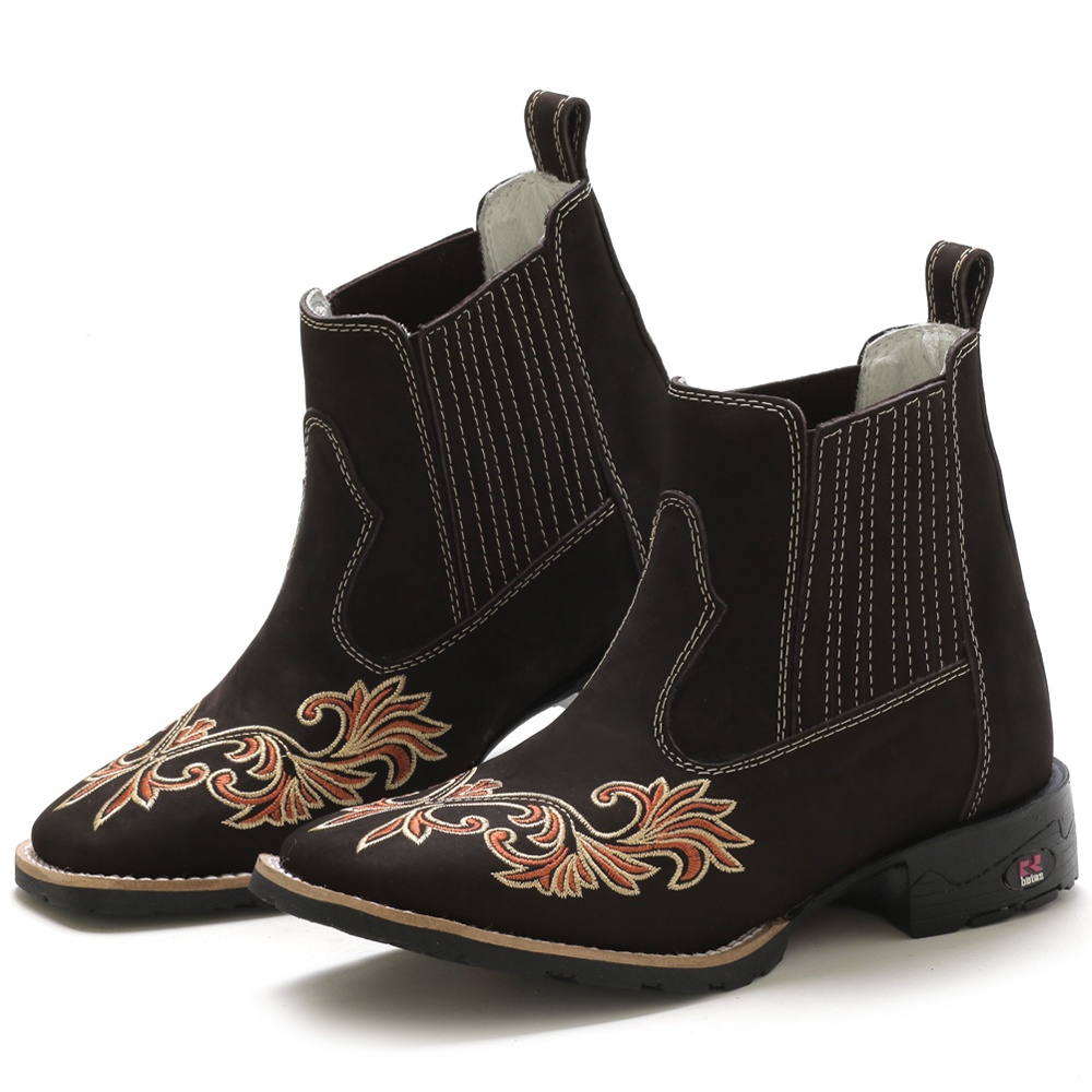 Botina Feminina Country Bota Texana Cano Curto Rodeio Pecuária Bico ...