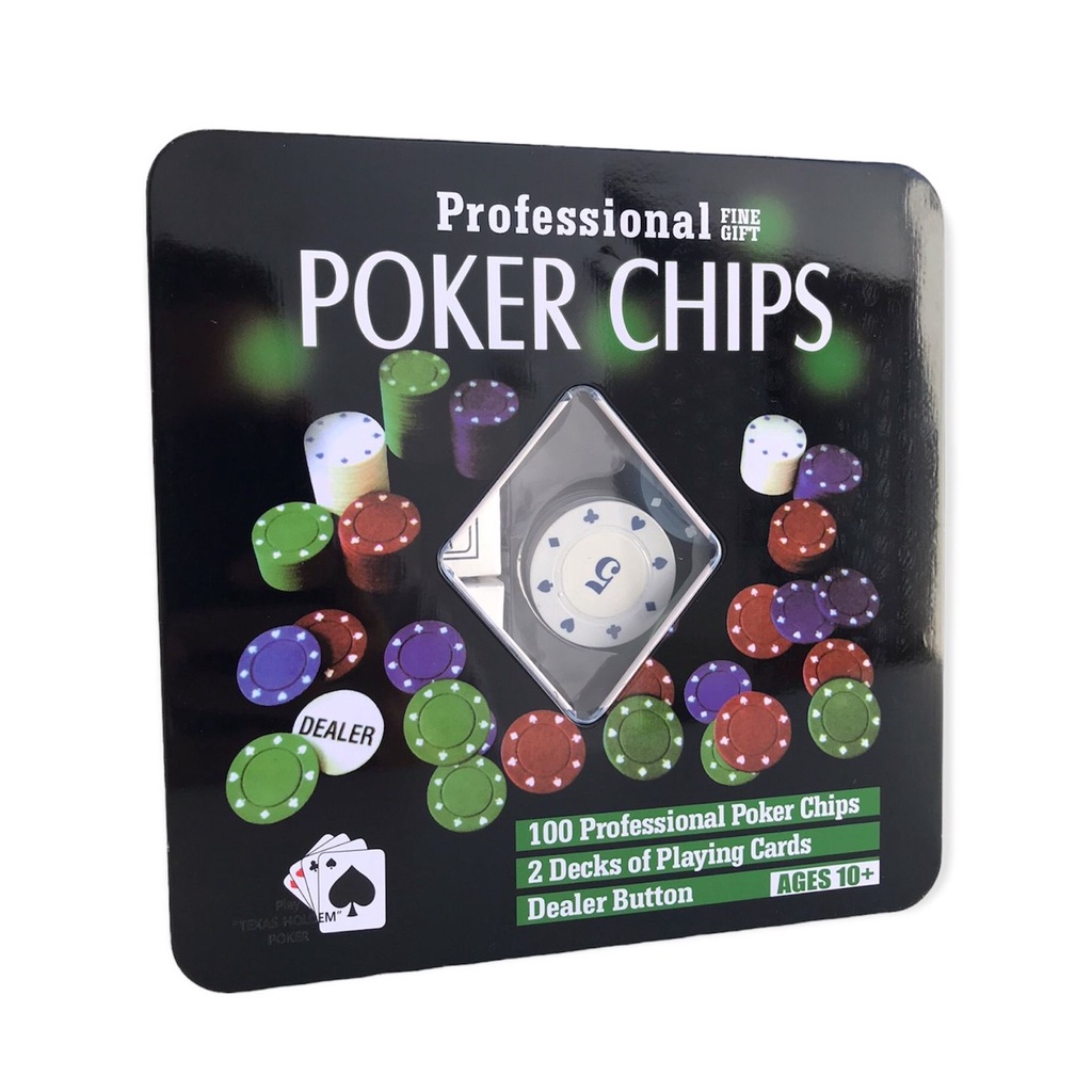 Jogo de Poker Profissional Estojo de Metal com 100 Fichas + 2 Baralhos  Unidade - Rocie/ WX Gift - WX Gift Beleza