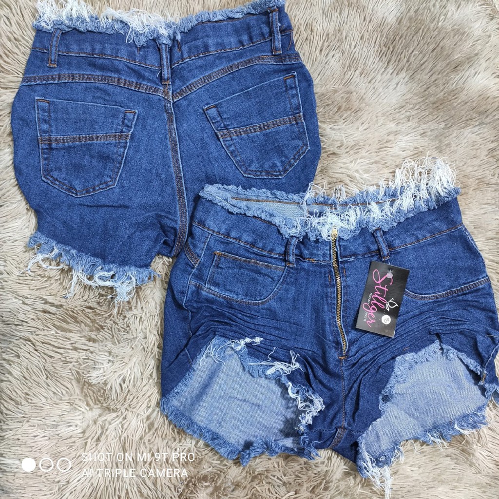 Shorts Jeans Curto Shortinhos Bermuda Feminina Desfiado Roupa