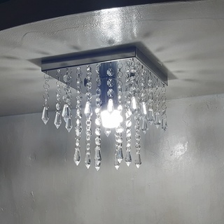 Lustre Para Sala Quarto De Cristal Acrílico 20x20 Cm Soq E27