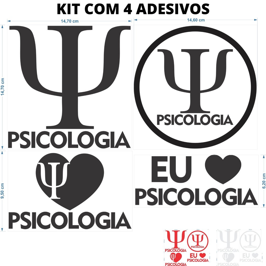 Adesivo Psicologia Carro, Casa, Kit C/ 4 Adesivos Psicologia | Shopee ...