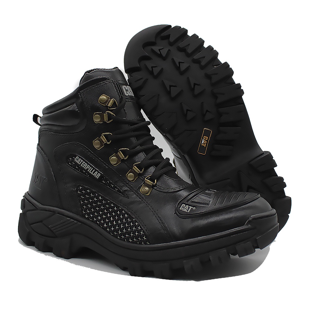 Bota Coturno Masculino Caterpillar Couro, Palmilha de Gel, Cano