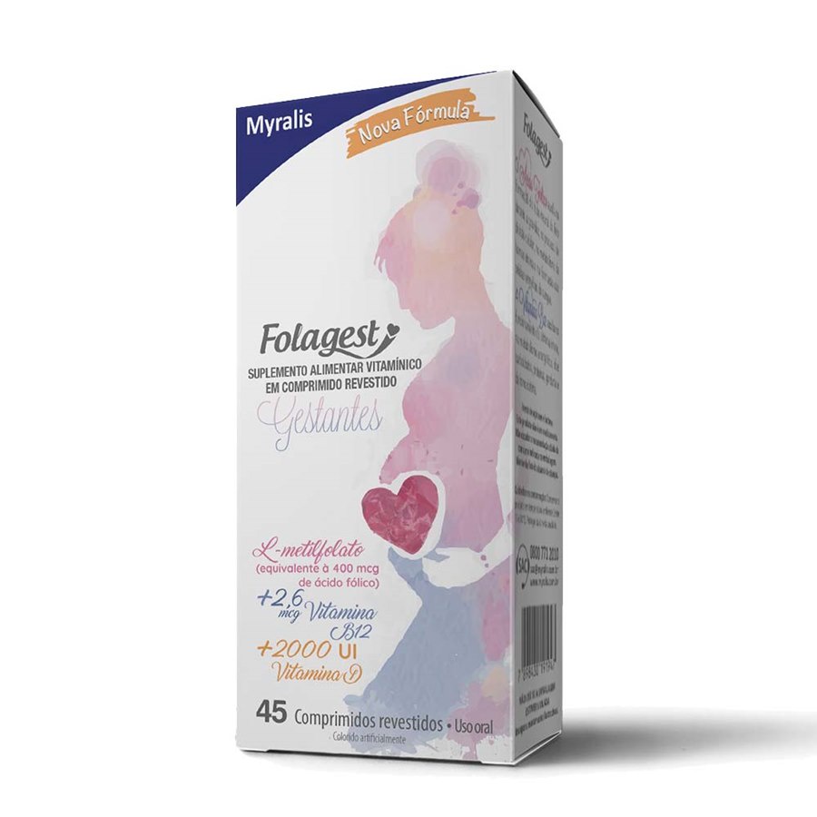 Folagest Suplemento Para Gestantes 45 Comprimidos Vitamina B12acido Folicovitamina D 0369