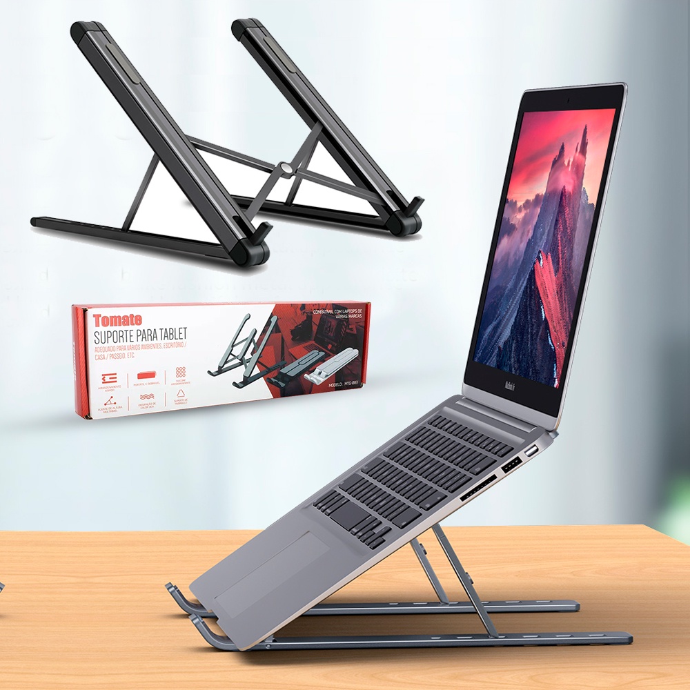 Suporte Ergonômico para Notebook e Tablet com Base de Apoio Dobrável e ...