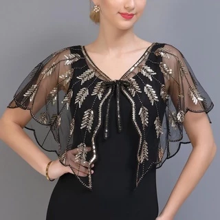 Retro 1920 S Frisado Lantejoula Xaile Flapper Vintage Capa De Noite Sheer Malha Bordado Folha Mulheres Bolero Partido Acessórios em Promoção na Shopee Retro 1920 S Frisado Lantejoula Xaile Flapper Vintage Capa De Noite Sheer Malha Bordado Folha Mulheres Bolero Partido Acessórios