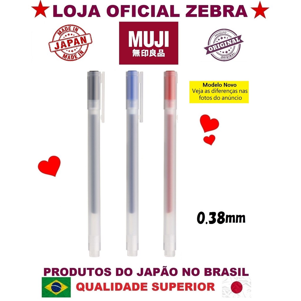 Original Muji) - Canetas Muji 0.7mm Importado do Japão - Cores Clássicas -  MODELO NOVO Oferta