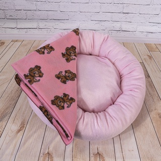 Combo Inverno 3 - Caminha Redonda Pet Rosa + Mantinha Cobertor Pet Rosa Dog - ENVIO IMEDIATO