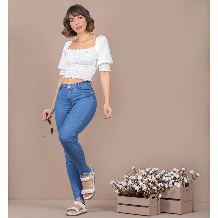 Calça jeans cintura alta hot sale desfiada