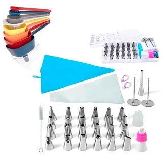 Kit de Confeitaria Profissional iniciante + Jogo Medidores Dosador 9 Peças Plasútil Xícara Funil