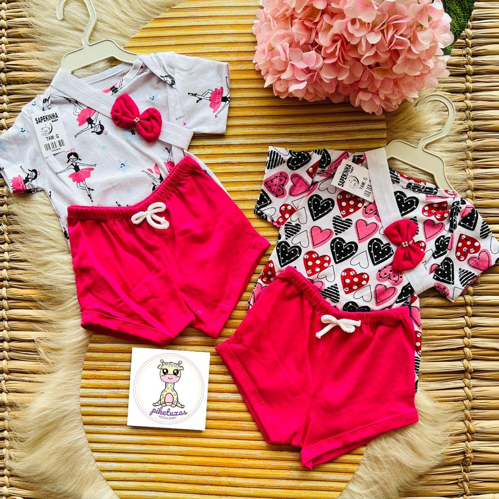 Roupa De Bebe Menina Conjunto Body E Short