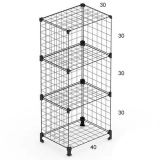 Balcão De Tela Aramado Expositor Modular 3 Nichos Altura 1,00mt Largura 40cm