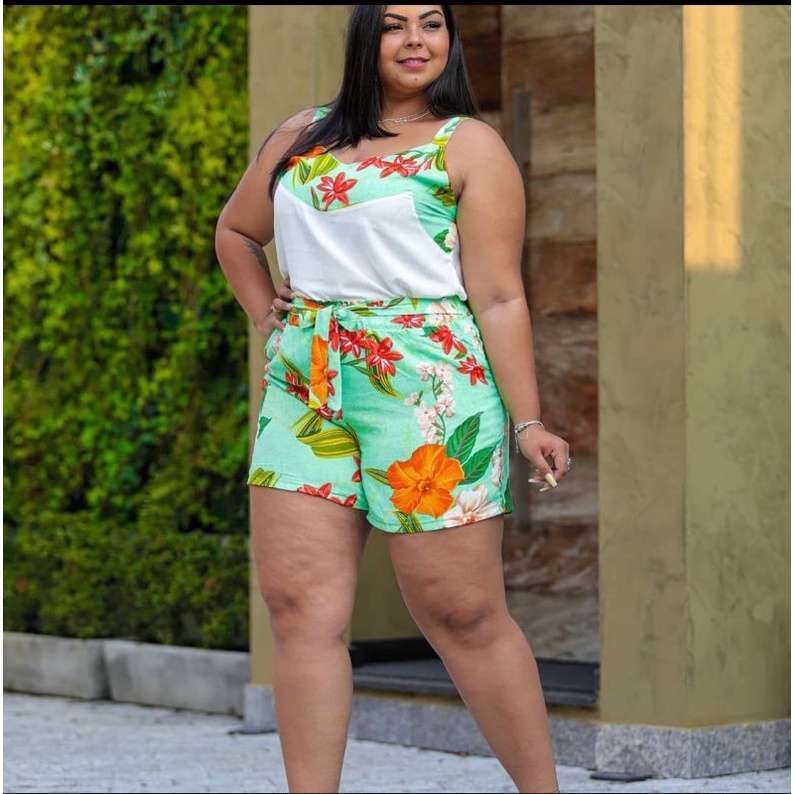 Conjunto Plus Size Regata e Short Verde