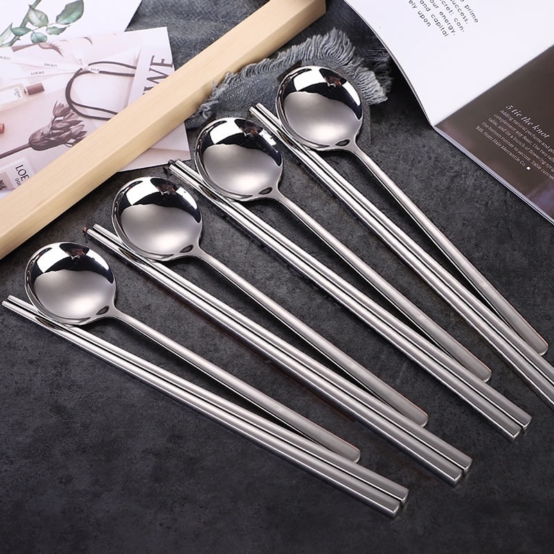 Sujeo / Kit de Talheres Coreanos (Aço Inoxidável)