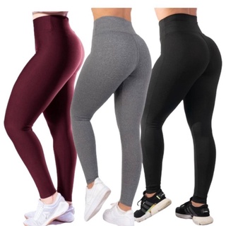 Kit 3 LEG Legging Feminina Cós Alto Calça Suplex academia caminhada dia-a-dia.