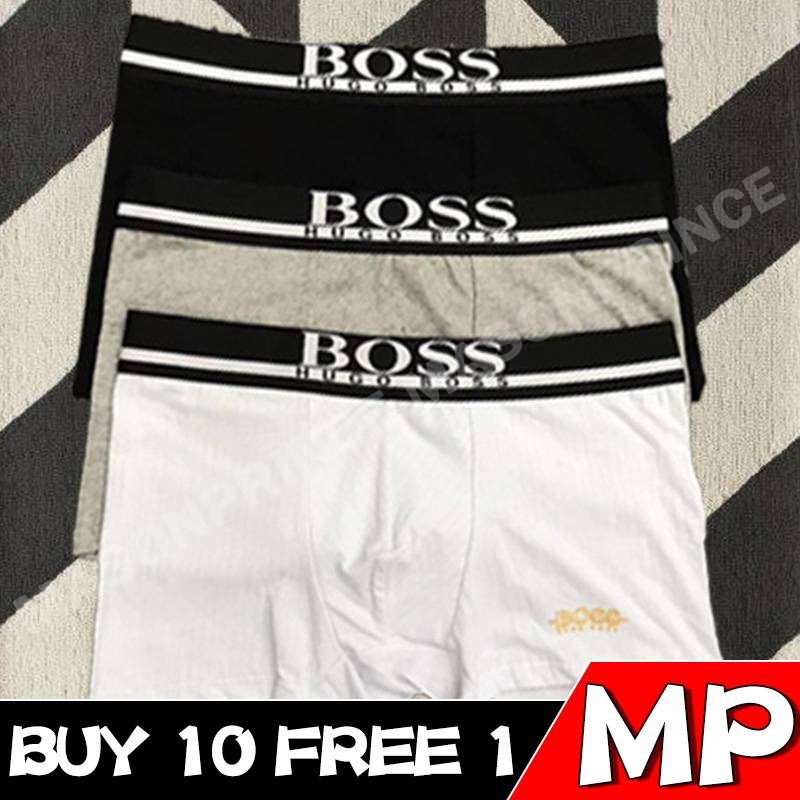BOS Roupa Íntima Boxer Masculina 100 % Algodão/M-Xg Preta E Branca MPBS001