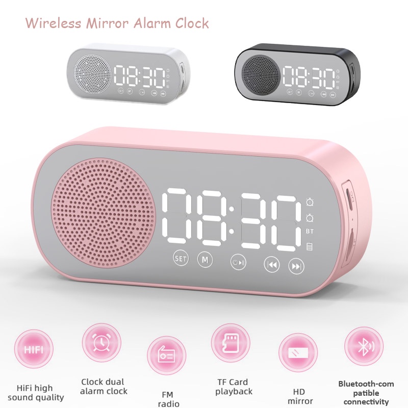 Relógio Despertador Digital Multifuncional Sem Fio Com Bluetooth Alarme/Rádio FM/Música