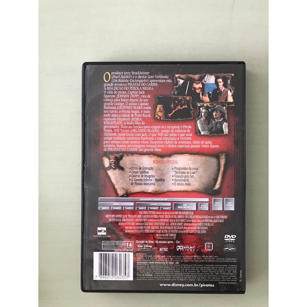 Dvd-Piratas do Caribe- a Maldição do Pérola Negra, Filme e Série Europa  Filmes Usado 89365209