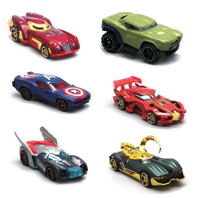 6 Pçs/Set Brinquedo Do Carro Vingadores Liga Homem De Ferro Hulk Carros De Corrida Modelo Coleção Brinquedos Para Meninos E Meninas Festival