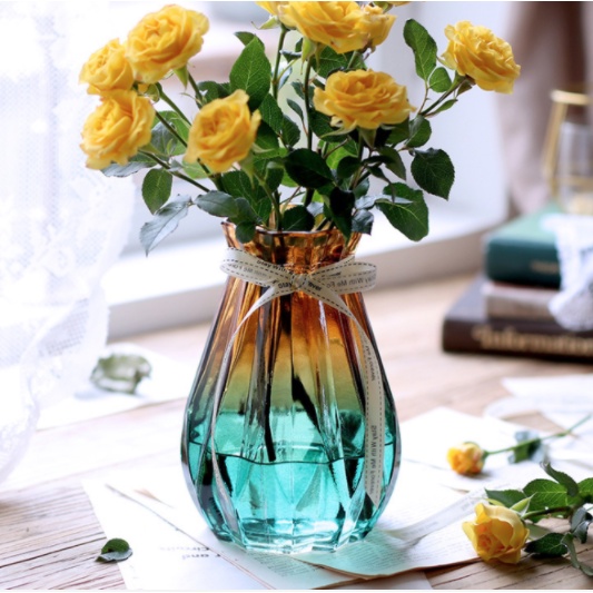 Vaso de vidro flores decorativo Colorido 15cm
