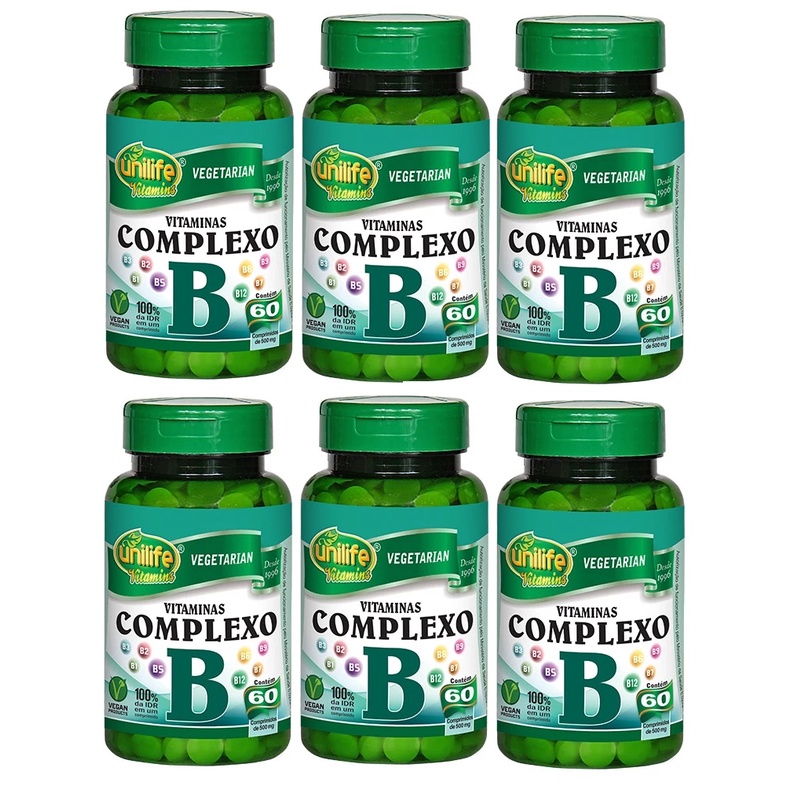 Kit Com 6 Vitaminas Do Complexo B 60 Comprimidos 500mg Unilife ...