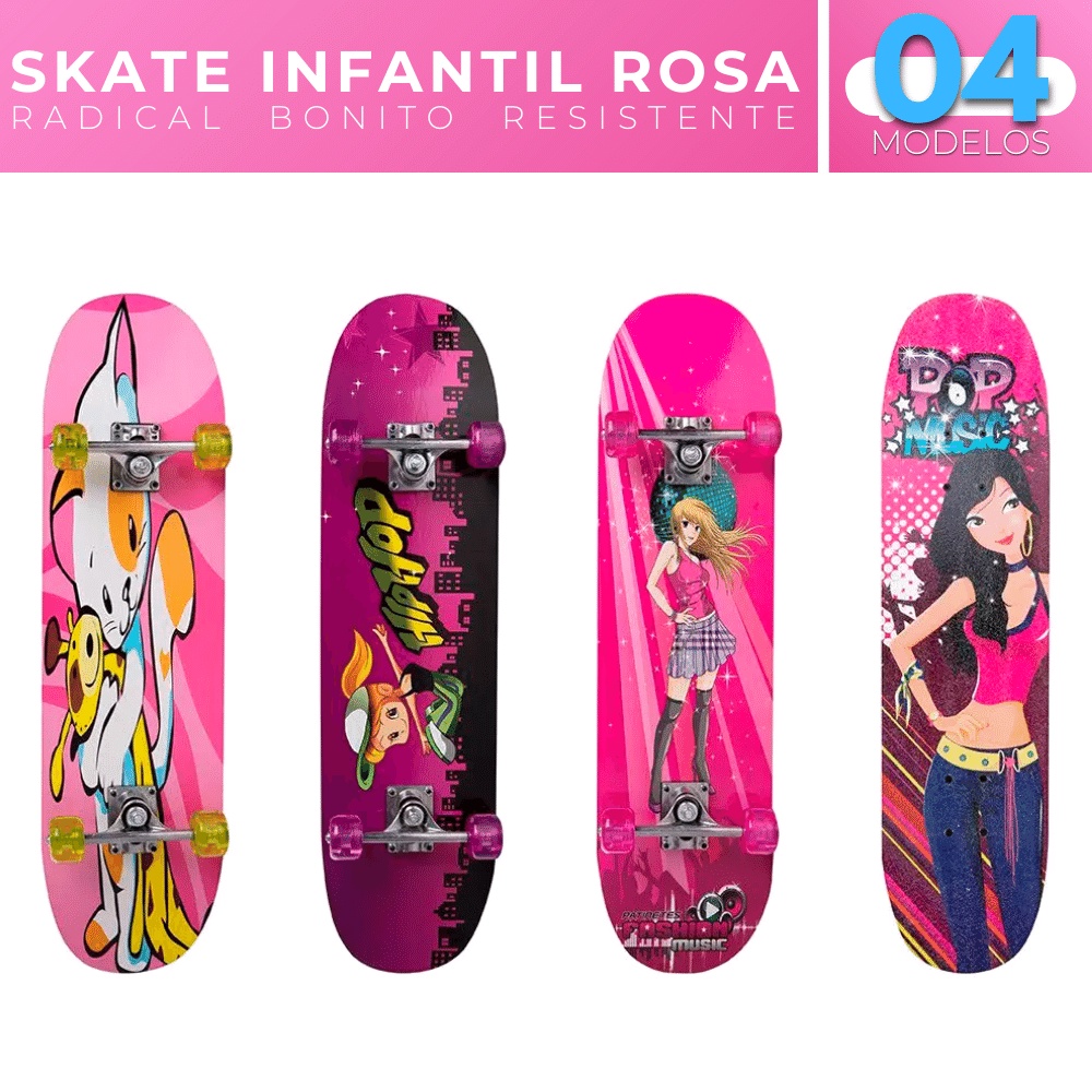 Skate Montado Iniciante Completo Infantil Estampado Meninas | Shopee Brasil