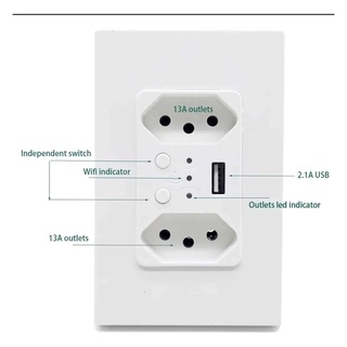 Tomada Inteligente Wi Fi de parede USB painel de vidro remoto por  Smartlife, Alexa e casa do Google