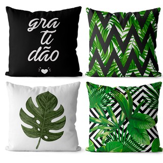 kit 4 capas de almofadas floral gratidão