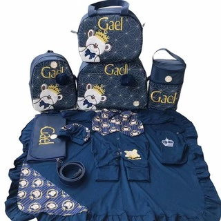 Bolsa Maternidade Personalizada Completo Courino Urso Príncipe Com Saída Maternidade 5 Peças, Elyã Baby em Oferta na Shopee